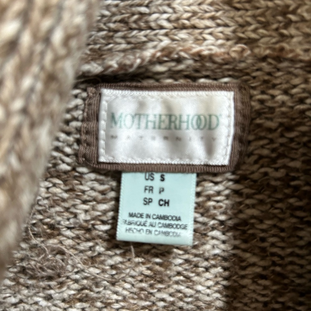 Motherhood Tan marbled Cardigan Tie Front Sweater Size Small - Picture 8 of 9